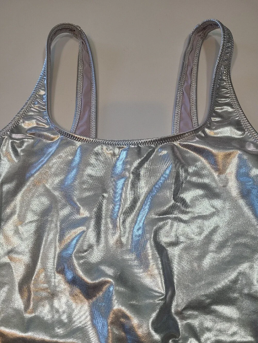 Skims Silver Metallic One-Piece Swimsuit in Size XL